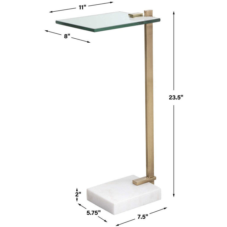 Uttermost Butler Glass Too With White Marble & Brushed Brass Modern Accent Table