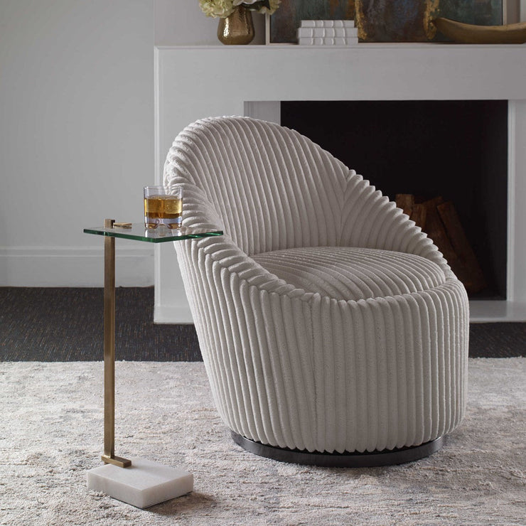 Uttermost Butler Glass Too With White Marble & Brushed Brass Modern Accent Table