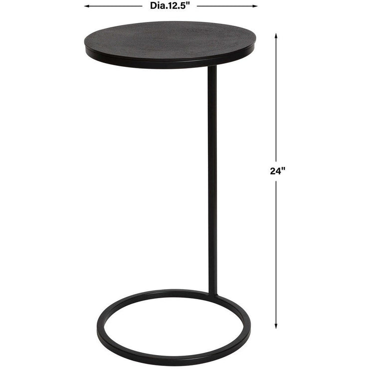 Uttermost Brunei Antiqued Bronze Top With Aged Black Base Modern Round Accent Table