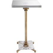 Uttermost Richelieu Crystal Top with Brushed Brass Base Modern Drink Table