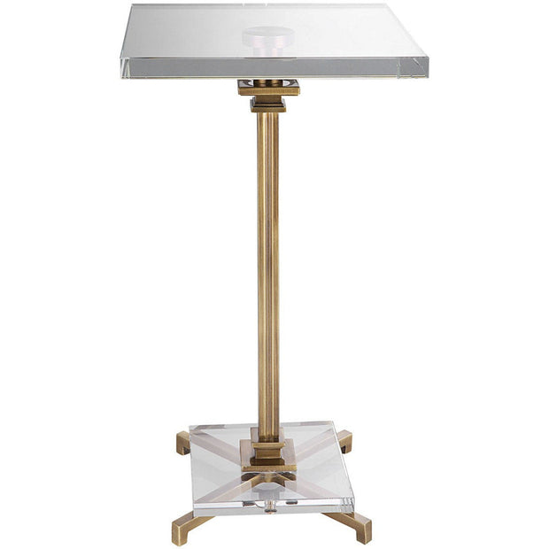 Uttermost Richelieu Crystal Top with Brushed Brass Base Modern Drink Table
