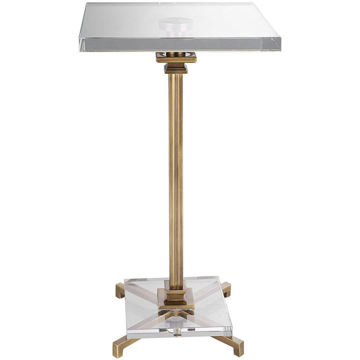 Uttermost Richelieu Crystal Top with Brushed Brass Base Modern Drink Table