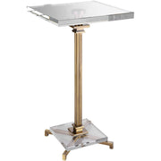 Uttermost Richelieu Crystal Top with Brushed Brass Base Modern Drink Table