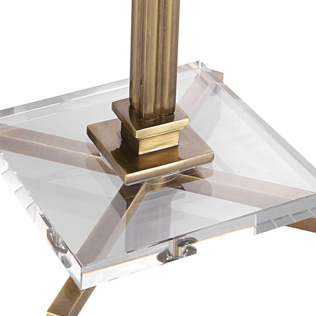 Uttermost Richelieu Crystal Top with Brushed Brass Base Modern Drink Table