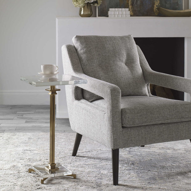 Uttermost Richelieu Crystal Top with Brushed Brass Base Modern Drink Table
