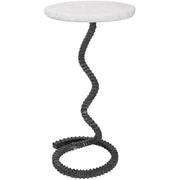 Uttermost Lasso White Stone Top With Gunmetal Gray Iron Base Modern Drink Table