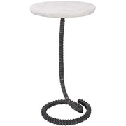 Uttermost Lasso White Stone Top With Gunmetal Gray Iron Base Modern Drink Table