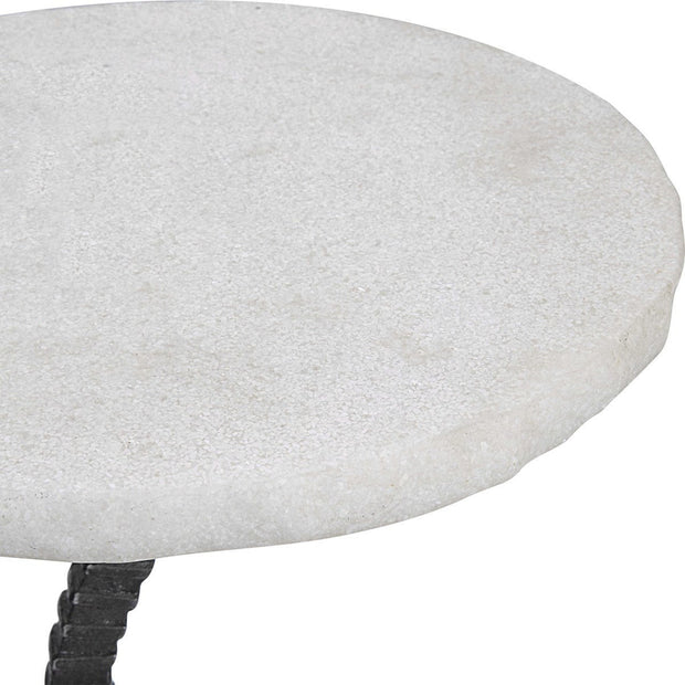 Uttermost Lasso White Stone Top With Gunmetal Gray Iron Base Modern Drink Table