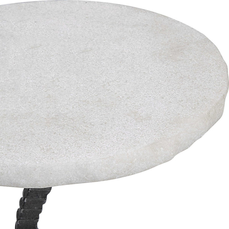 Uttermost Lasso White Stone Top With Gunmetal Gray Iron Base Modern Drink Table