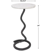 Uttermost Lasso White Stone Top With Gunmetal Gray Iron Base Modern Drink Table