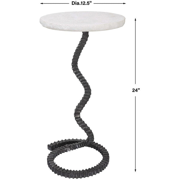 Uttermost Lasso White Stone Top With Gunmetal Gray Iron Base Modern Drink Table