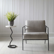 Uttermost Lasso White Stone Top With Gunmetal Gray Iron Base Modern Drink Table