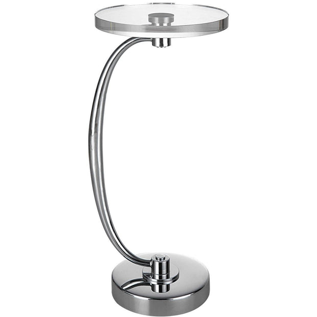 Uttermost Waveney Crystal Top With Polished Nickel With Curved Iron Drink Table