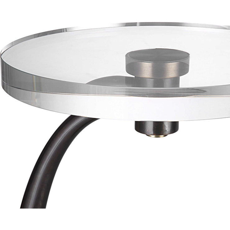 Uttermost Waveney Crystal Top With Dark Bronze Curved Iron Drink Table