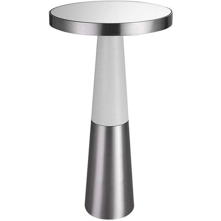 Uttermost Fortier Mirrored Top With White Wood & Brushed Nickel Modern Accent Table