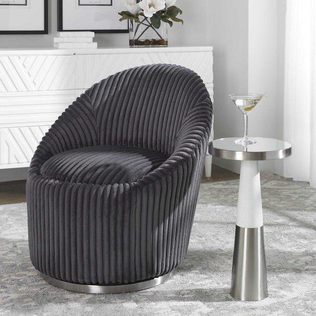 Uttermost Fortier Mirrored Top With White Wood & Brushed Nickel Modern Accent Table