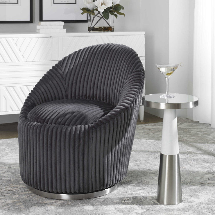 Uttermost Fortier Mirrored Top With White Wood & Brushed Nickel Modern Accent Table