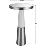 Uttermost Fortier Mirrored Top With White Wood & Brushed Nickel Modern Accent Table
