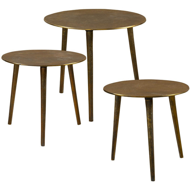 Uttermost Kasai Antiqued Gold Set of 3 Modern Nesting Coffee Tables