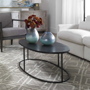 Uttermost Coreene Antiqued Black With Aged Black Iron Modern Oval Coffee Table