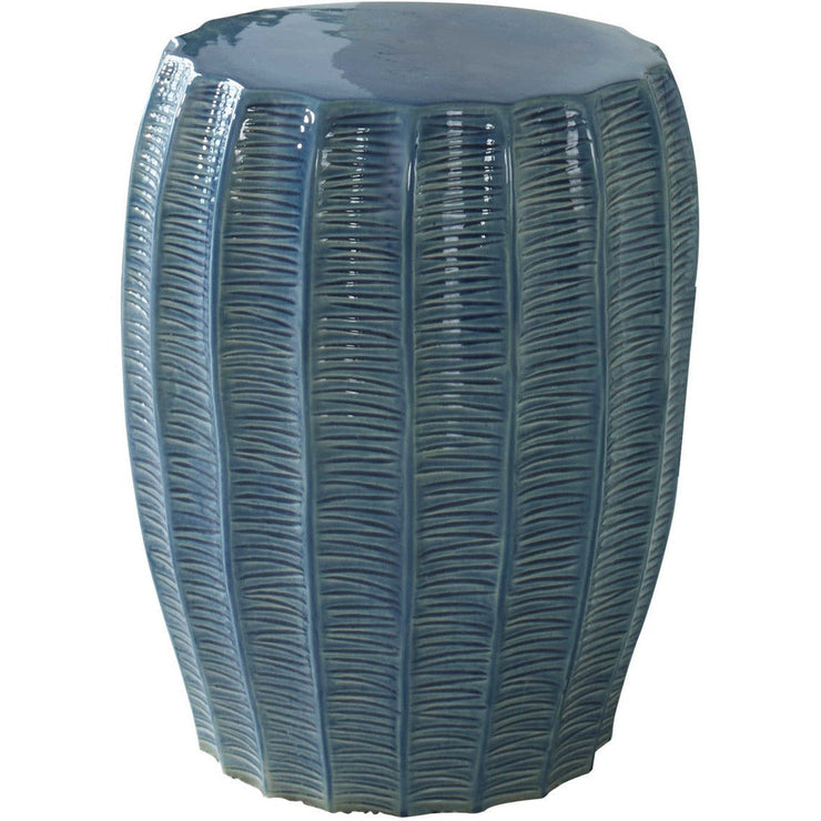 Uttermost Harbor Aqua Blue Glaze Ceramic Garden Stool Indoor and Outdoor Use