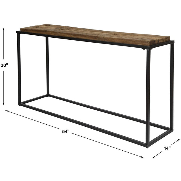 Uttermost Holston Natural Reclaimed Wood Top With Black Iron Rustic Modern Console Table