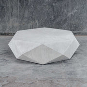 Uttermost Volker White Ceruse Mango Wood Modern Geometric Coffee Table