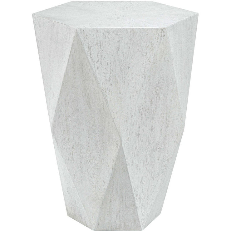 Uttermost Volker White Ceruse Mango Wood Modern Geometric Side Table