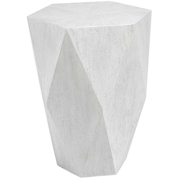 Uttermost Volker White Ceruse Mango Wood Modern Geometric Side Table