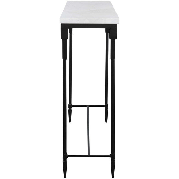 Uttermost Bourges White Marble Top With Black Iron Base Modern Console Table