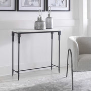 Uttermost Bourges White Marble Top With Black Iron Base Modern Console Table
