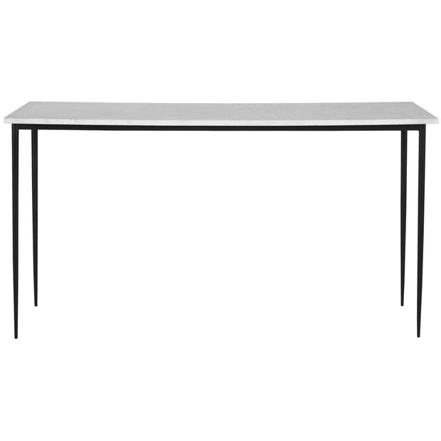Uttermost Nightfall White Marble Top With Black Iron Base Modern Console Table