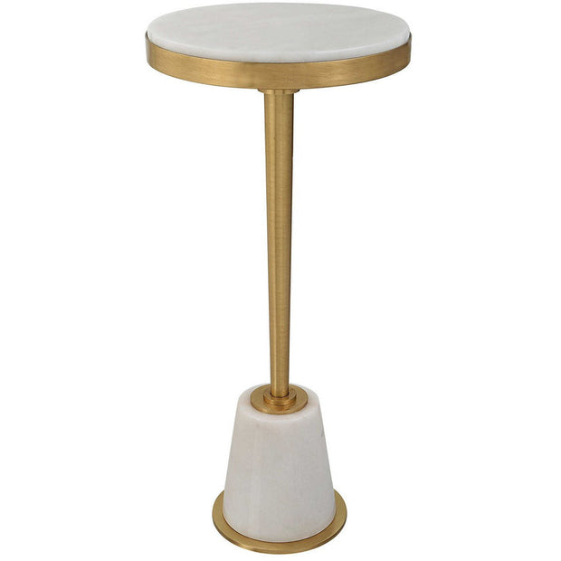 Uttermost Edifice White Marble Top With Brushed Brass Round Drink Table