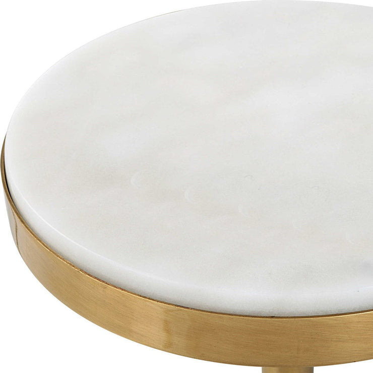 Uttermost Edifice White Marble Top With Brushed Brass Round Drink Table