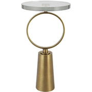 Uttermost Ringlet Glass Top With Antiqued Brass Steel Modern Round Accent Table