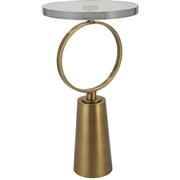Uttermost Ringlet Glass Top With Antiqued Brass Steel Modern Round Accent Table