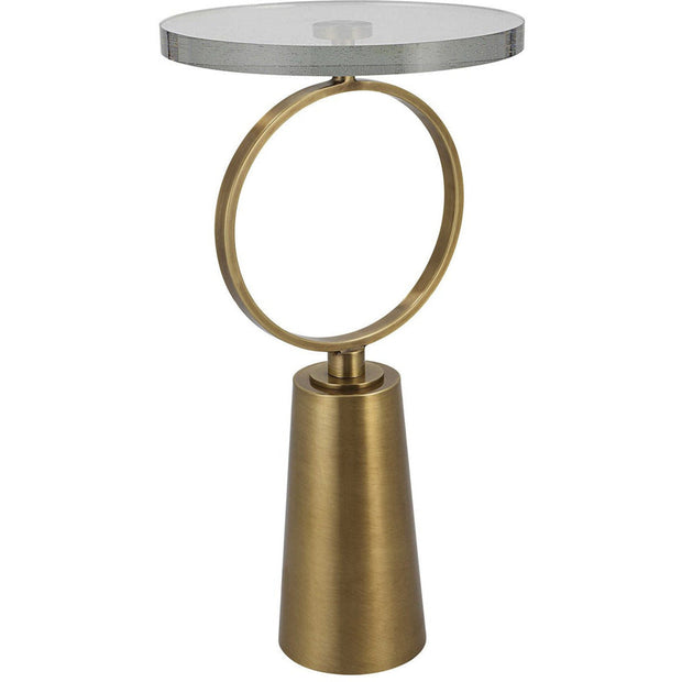 Uttermost Ringlet Glass Top With Antiqued Brass Steel Modern Round Accent Table