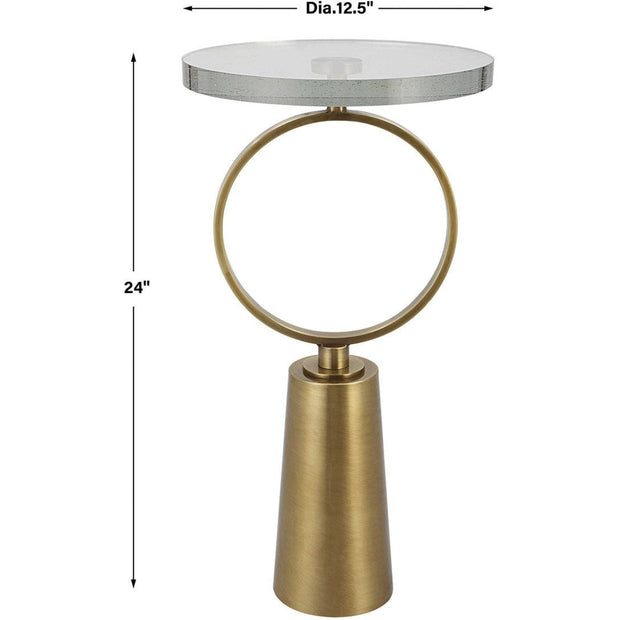 Uttermost Ringlet Glass Top With Antiqued Brass Steel Modern Round Accent Table