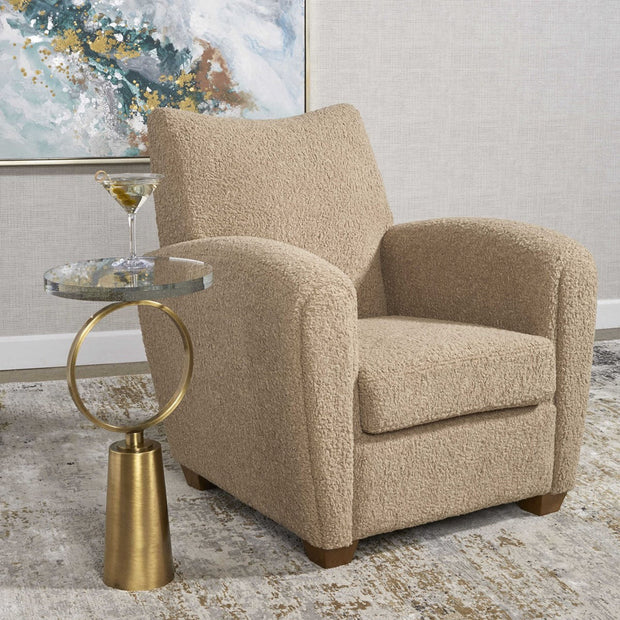 Uttermost Ringlet Glass Top With Antiqued Brass Steel Modern Round Accent Table
