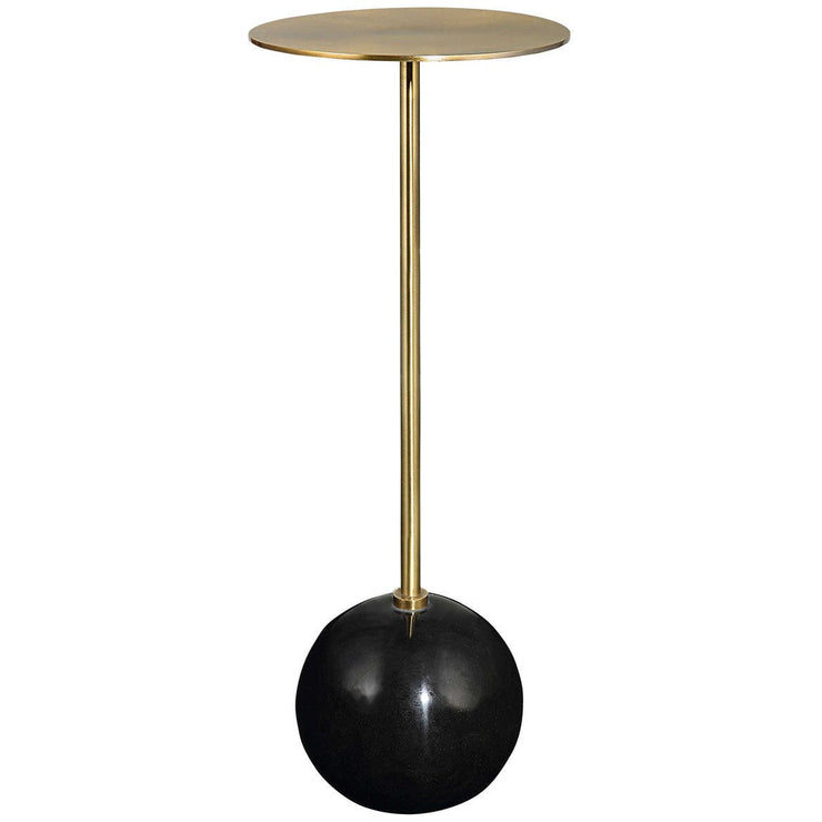 Uttermost Gimlet Brushed Brass Iron With Black Marble Modern Round Drink Table