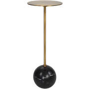 Uttermost Gimlet Brushed Brass Iron With Black Marble Modern Round Drink Table