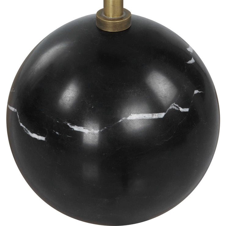Uttermost Gimlet Brushed Brass Iron With Black Marble Modern Round Drink Table