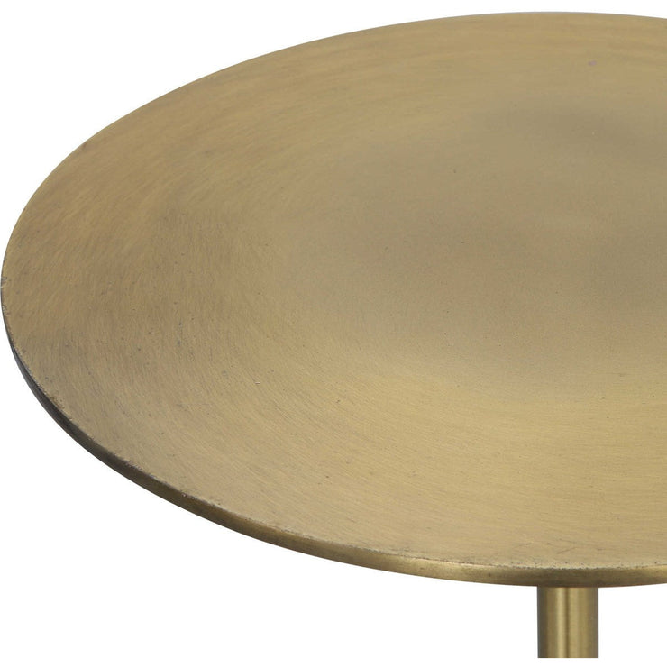 Uttermost Gimlet Brushed Brass Iron With Black Marble Modern Round Drink Table