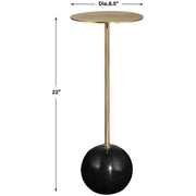 Uttermost Gimlet Brushed Brass Iron With Black Marble Modern Round Drink Table
