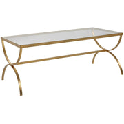 Uttermost Crescent Glass Top With Antiqued Gold Iron Coffee Table