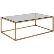 Uttermost Bravura Glass Top Brushed Gold Leaf Iron Base Coffee Table