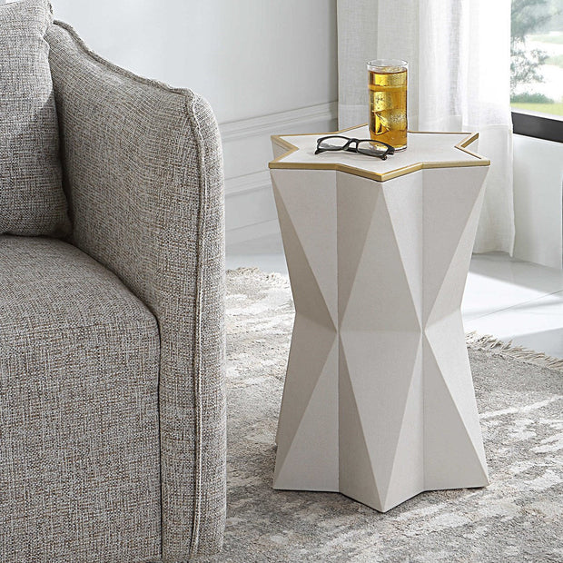 Uttermost Capella White Faux Shagreen Wrap Modern Accent Table