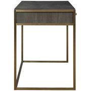 Uttermost Taja Washed Gray Walnut Top With Brushed Brass Steel Base Contemporary Accent Table