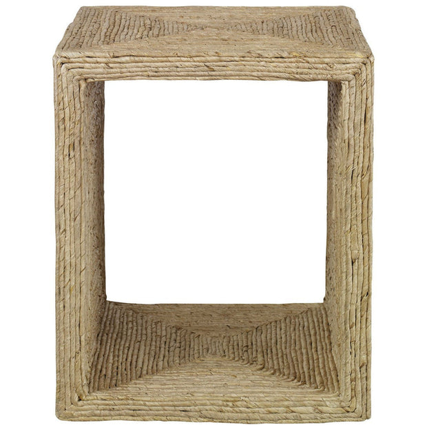 Uttermost Rora Natural Woven Banana Plant Wrapped Coastal Style Side Table