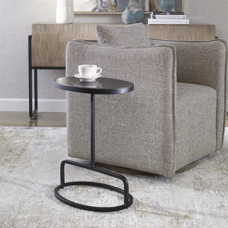 Uttermost Jessenia Black Marble Top With Black Iron Modern Accent Table